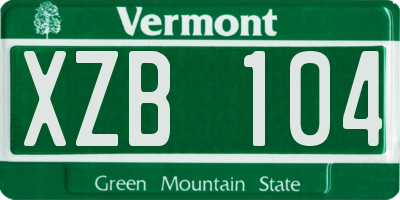 VT license plate XZB104