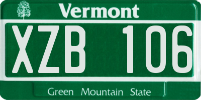 VT license plate XZB106