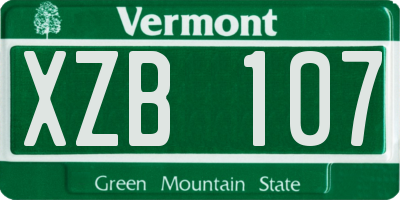 VT license plate XZB107