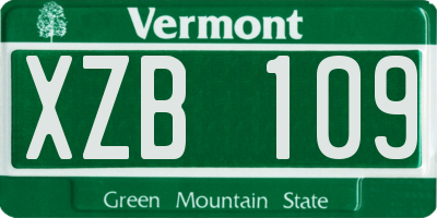 VT license plate XZB109