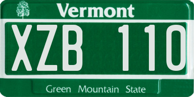 VT license plate XZB110