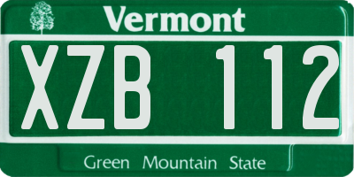 VT license plate XZB112