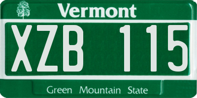 VT license plate XZB115