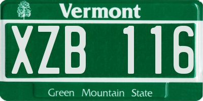 VT license plate XZB116