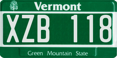 VT license plate XZB118