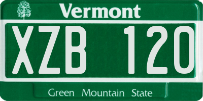 VT license plate XZB120