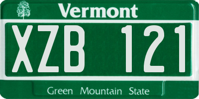 VT license plate XZB121