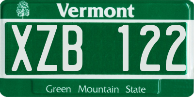 VT license plate XZB122