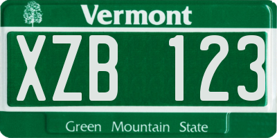 VT license plate XZB123
