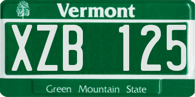 VT license plate XZB125
