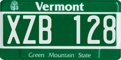 VT license plate XZB128