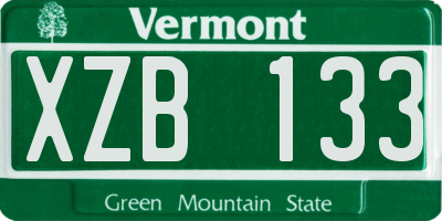 VT license plate XZB133