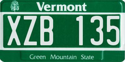 VT license plate XZB135