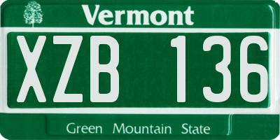 VT license plate XZB136