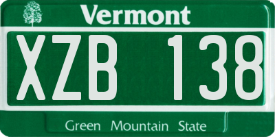 VT license plate XZB138