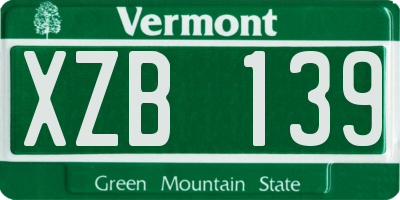 VT license plate XZB139