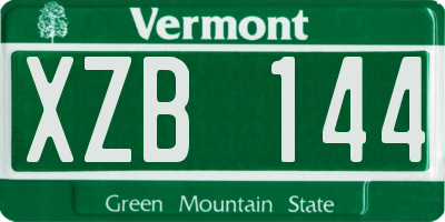 VT license plate XZB144