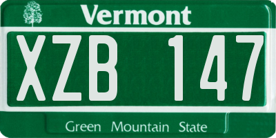VT license plate XZB147