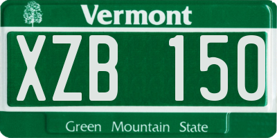 VT license plate XZB150