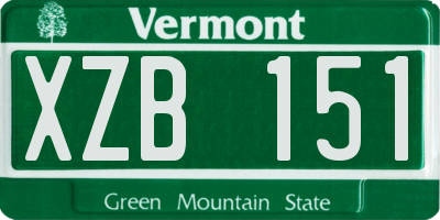 VT license plate XZB151