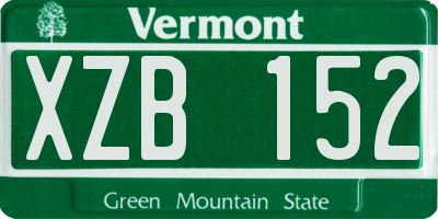 VT license plate XZB152