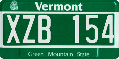 VT license plate XZB154