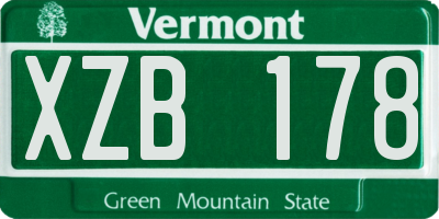 VT license plate XZB178
