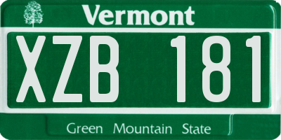VT license plate XZB181