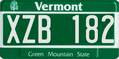 VT license plate XZB182