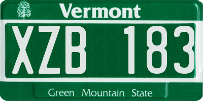 VT license plate XZB183