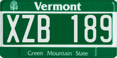 VT license plate XZB189