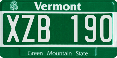 VT license plate XZB190