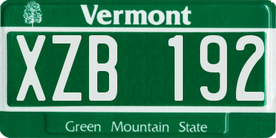 VT license plate XZB192