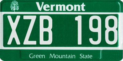 VT license plate XZB198