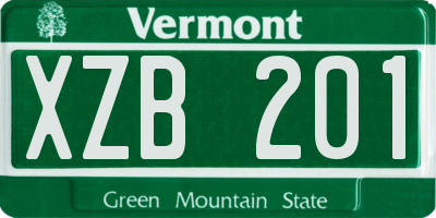 VT license plate XZB201
