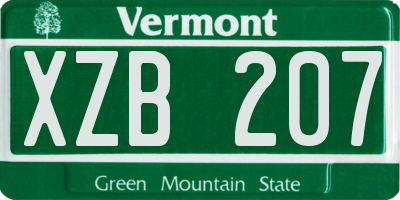 VT license plate XZB207
