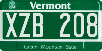 VT license plate XZB208