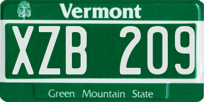VT license plate XZB209
