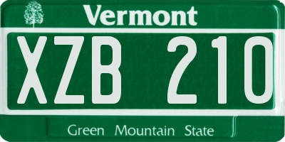VT license plate XZB210