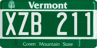 VT license plate XZB211