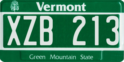 VT license plate XZB213