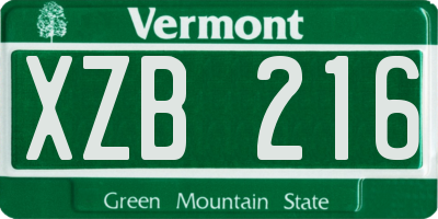 VT license plate XZB216
