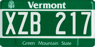 VT license plate XZB217