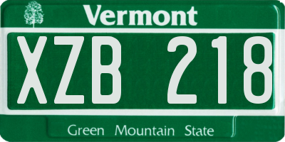 VT license plate XZB218