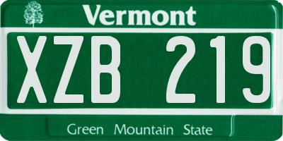 VT license plate XZB219