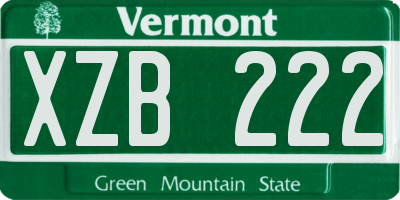 VT license plate XZB222