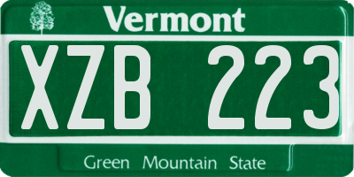 VT license plate XZB223