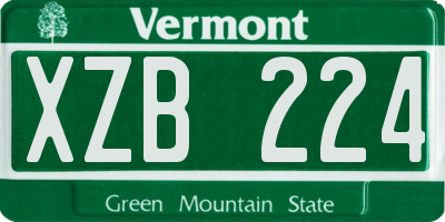 VT license plate XZB224