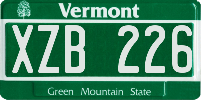 VT license plate XZB226