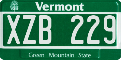 VT license plate XZB229